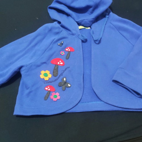 Handmade jacket with skirt like new, size Large, blue