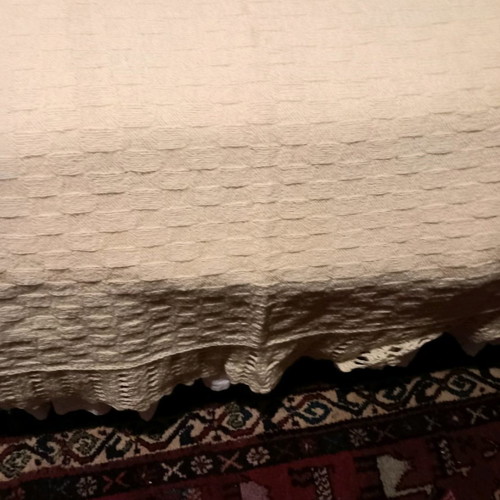 Knitted wool blanket used, very old handmade