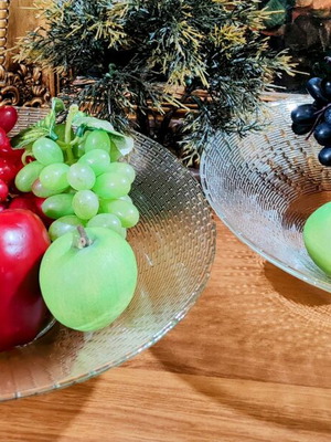 Set of 2 very big bowls crystal clear pressed glass new