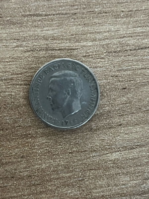 Collectible 50 lepta coin used, King Konstantinos 1966