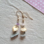 Earrings with genuine stones handmade, multicolor and silver metal frame