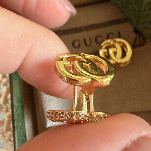 Gucci Double G gold tone earrings 2 in 1