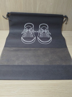 Fabric shoe bag new, gray with transparent window