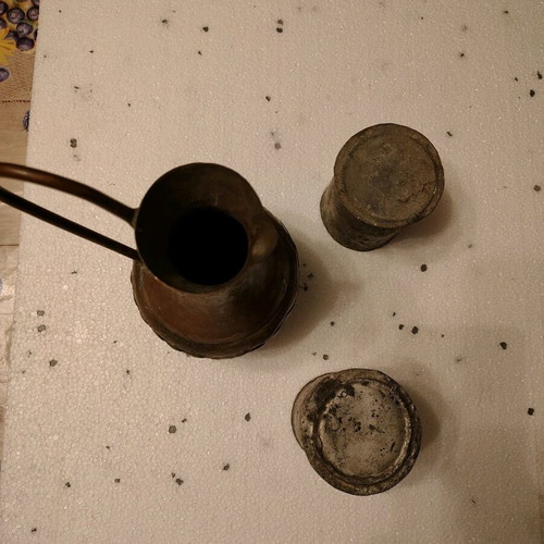 Antique Egyptian set restored, copper jug and bronze cups