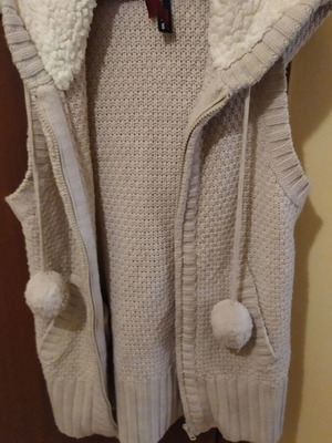 Sleeveless vest with hood like new, beige, size S