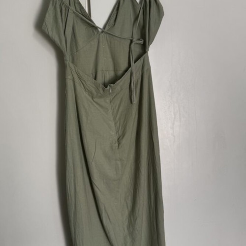 Zara Midi Linen Dress with Buttons and Open Back, used, size S