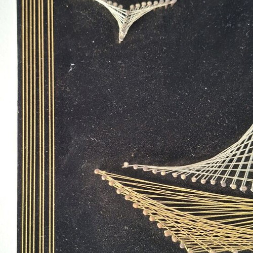 Vintage String Art Sailboat Handmade Cyprus like new
