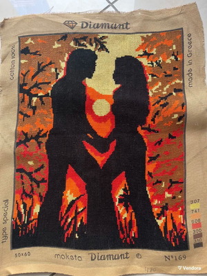 Χειροποίητο κέντημα σε ύφασμα, 48x38 εκ.
