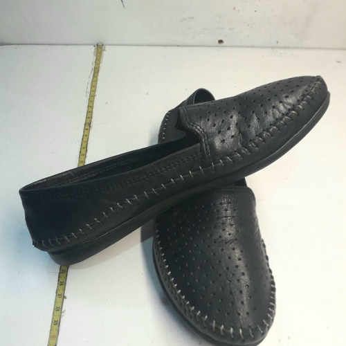 Women's leather shoes size 36, black, flat with soft rubber sole