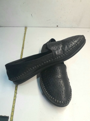 Women's leather shoes size 36, black, flat with soft rubber sole