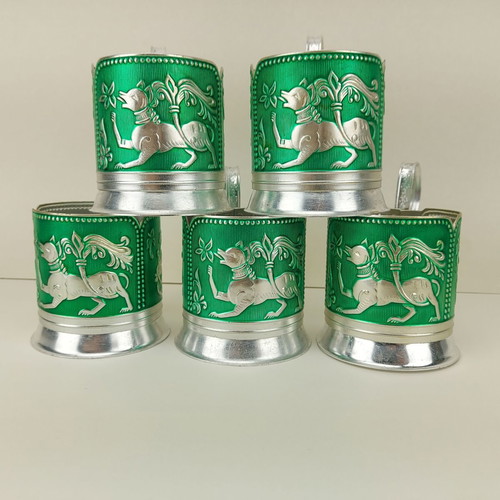 Old Soviet Russian set of 5 cup holders type podstakannik used