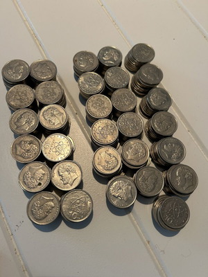 Drachma coins used, 310 pieces, old 10 lepta