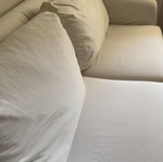 Three-seater sofa with solid wood frame