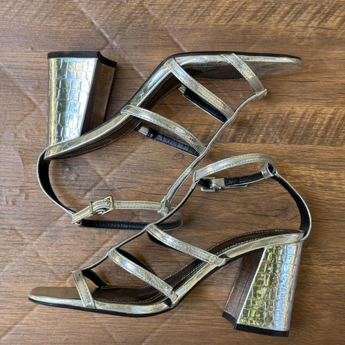 Bershka Silver Heels like new, size 38, croco texture