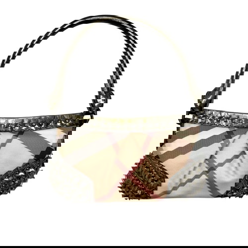 Burberry чанта за рамо употребявана, бежова и сребърна лакова кожа