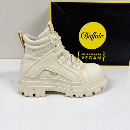 Bufallo Aspha NC Mid Laceup boots used, beige, size 38