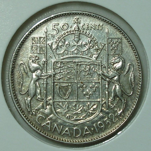 George VI 50 Canada Cents 1952 ασημένιο .800 μεταχειρισμένο