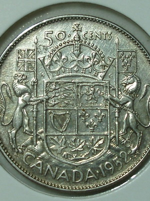 George VI 50 Canada Cents 1952 ασημένιο .800 μεταχειρισμένο