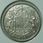 George VI 50 Canada Cents 1952 ασημένιο .800 μεταχειρισμένο