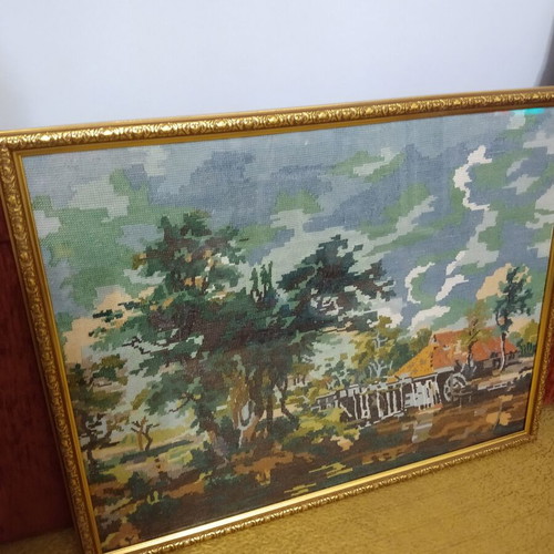 Κεντημένος πίνακας καδρό, 65x52 εκ.