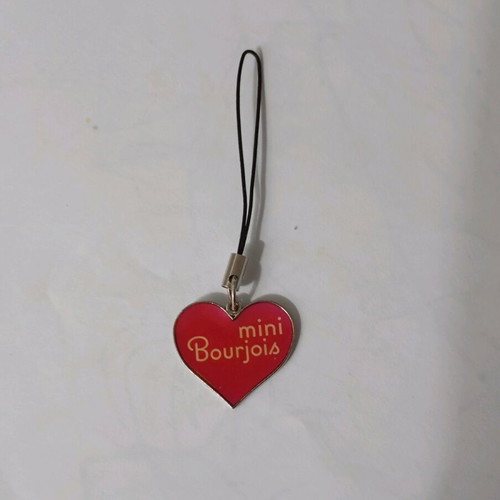 Mobile phone keychain heart-shaped, metal, red