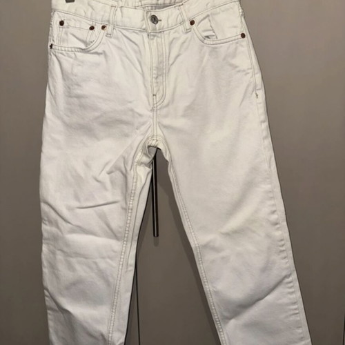 Jean Mango white used crop pants with slim waist and wide legs