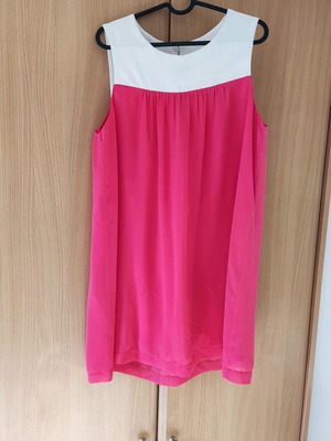 Celia Kritharioti 5226 mini dress used, fuchsia and white
