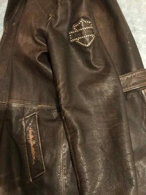 Harley Davidson leather trench coat like new, brown