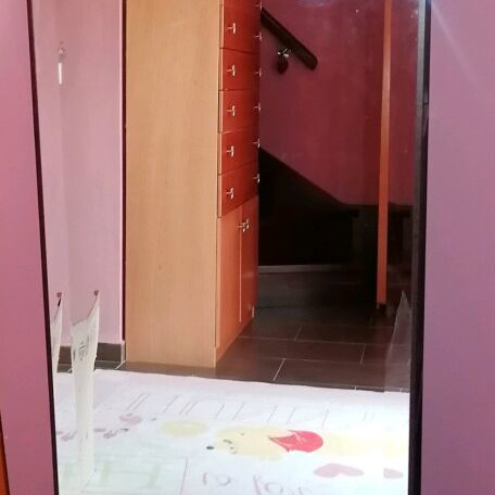 Floor mirror used with shelves oak veneer wenge color