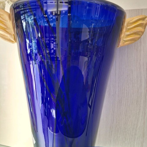 Set of 2 vase and bowl from natural glass Mediterranean new