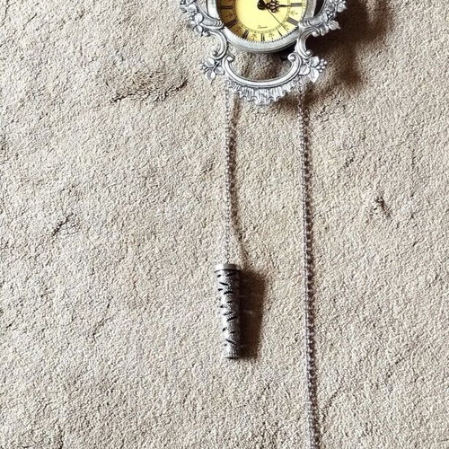 Retro Pendulum Wall Clock new, metal tin coating, battery operated