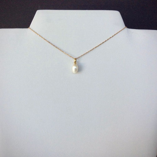 Oval Pearl Pendant like new with Gold-Plated Setting and Ring