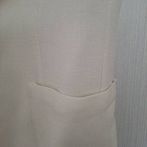 Moschino short-sleeve linen jacket like new, white with polka dot sleeves