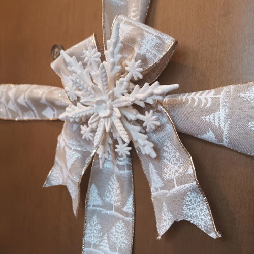 Christmas fabric ribbon set with large white snowflake