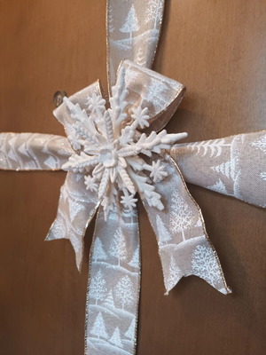 Christmas fabric ribbon set with large white snowflake