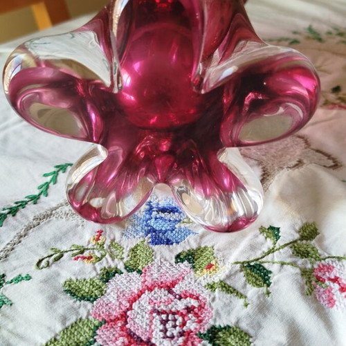 Vintage Art Glass Vase Chribska Czechoslovakia Josef Hospodka design
