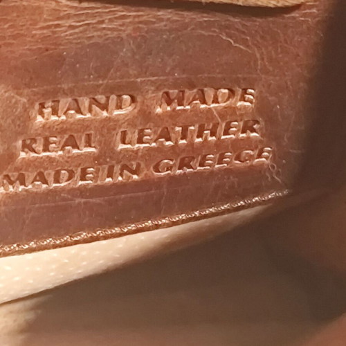 Leather briefcase brown used, handmade 30x35 cm