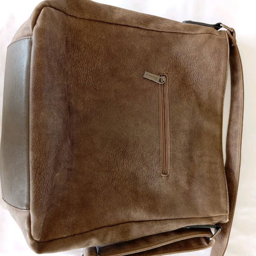 Women's crossbody bag used, light brown, large capacity
