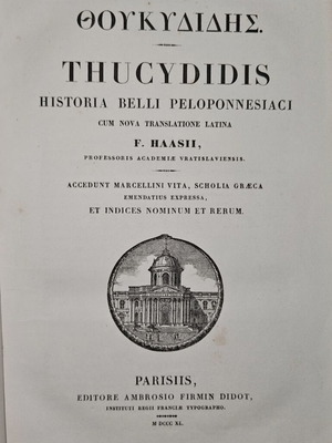Thucydides History of the Peloponnesian War used, 1840 Paris Didot edition