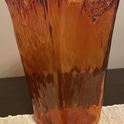 Decorative set vase and tray orange like new