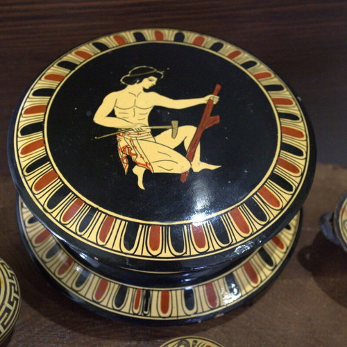 Vintage Greek Ceramic Ensemble in Ancient Greek Revival Style used