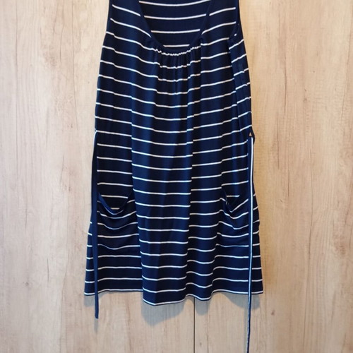 Summer Maternity Dress like new, white and blue, with pockets and belt