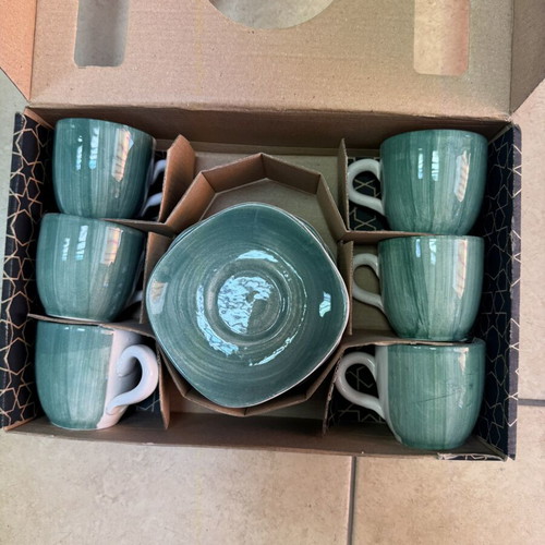 Mini turquoise tea and coffee set 12 pcs new