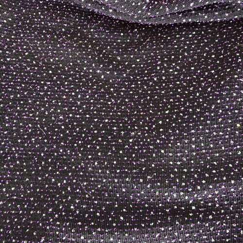 Black dress with purple silver details, elegant fit, thin straps