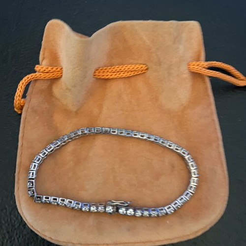 Silver bracelet with crystals, 18.5cm