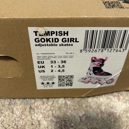 Tempish Gokid roller skates like new, size 33-36