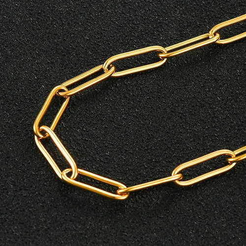 18K 5macro Gold Plated Necklace and Bracelet Set, Length 60cm and 20cm