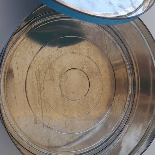 Maersk metal biscuit tin used with some dents