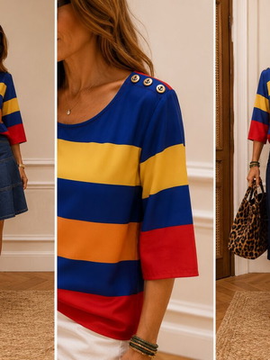 J Crew Silk Blouse used, size 4, red and yellow