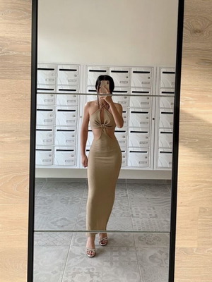 Φόρεμα μάξι Shein σαν καινούργιο, πολυμορφικό, χρώμα μπεζ